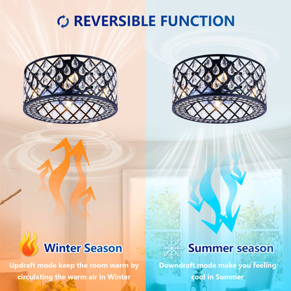 18.11" Crystal Flush Mount Ceiling Fan with Remote - view 11