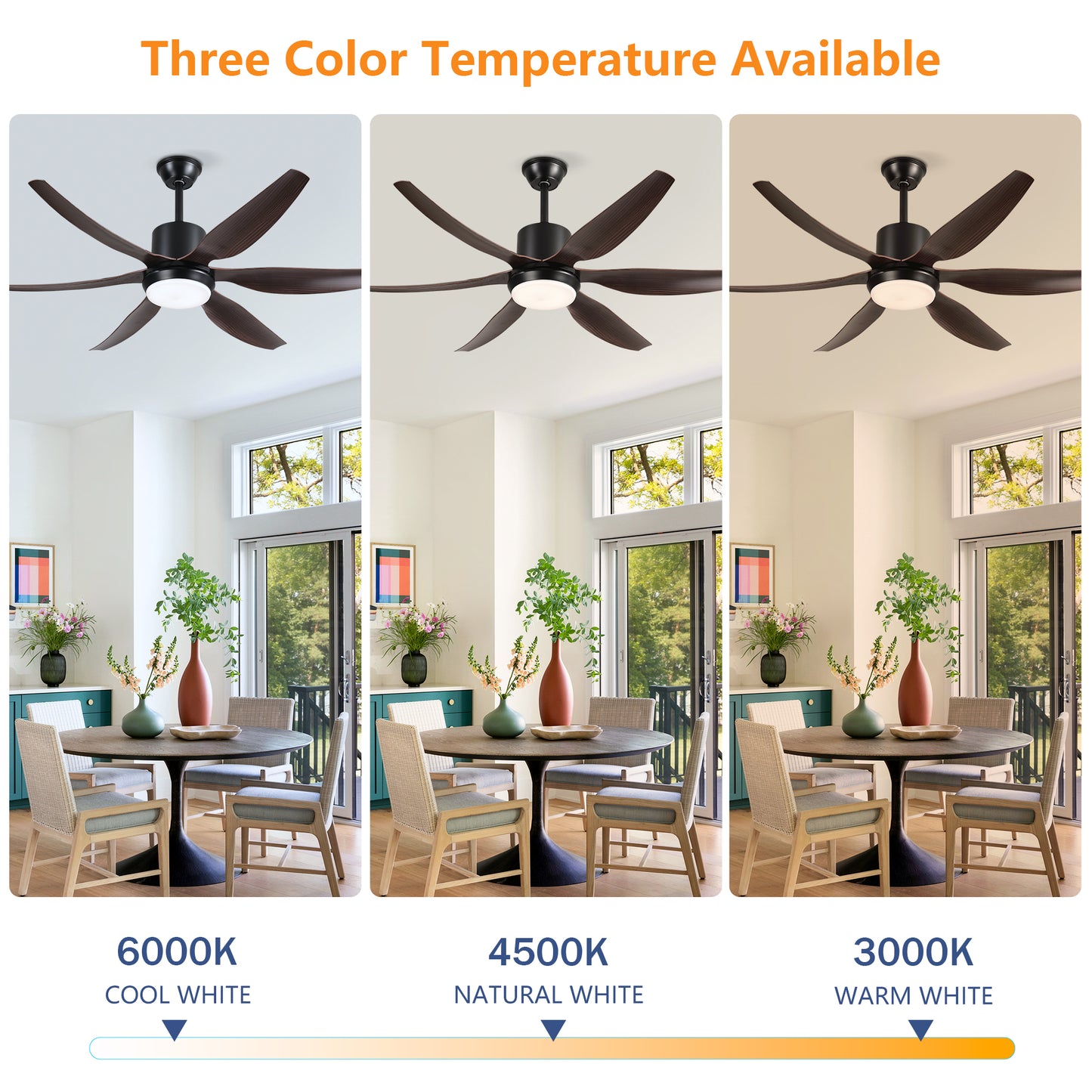 56" Matte Black 6-Blade Ceiling Fan with Remote - view 9