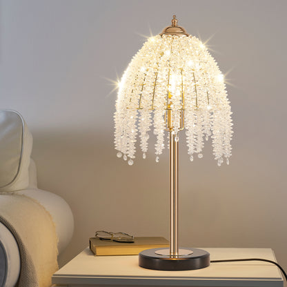 19"H Gold Waterfall Crystal Table Lamp with Marble Base - view 2