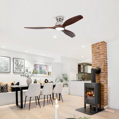 52" Walnut Solid Wood Flush Mount Ceiling Fan - view 4
