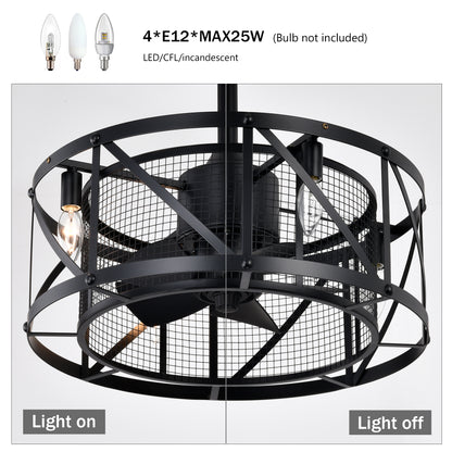 20" Matte Black Industrial Ceiling Fan with Remote - view 11