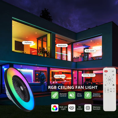 23" Black Smart Ceiling Fan with RGB LED - view 7