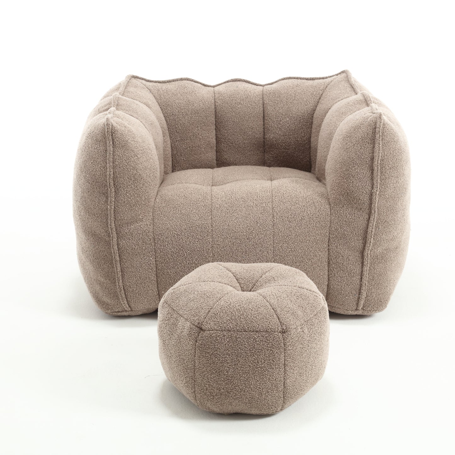 Soft Chenille Bean Bag Chair with Footstool – Coffee