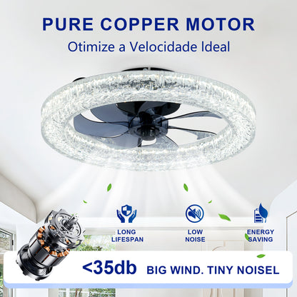 Matte Black Acrylic Ice Brick Ceiling Fan with Dimmable LED - view 11