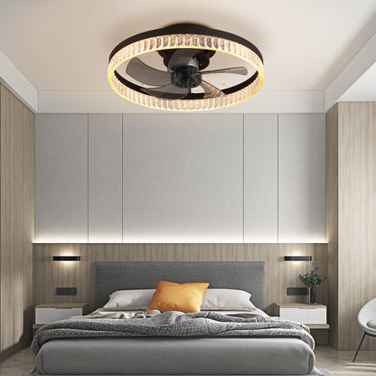 Brown Round Ceiling Fan with Dimmable LED & Remote - view 4