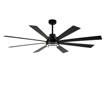 72" Matte Black 8-Blade Ceiling Fan with Dimmable LED - view 17