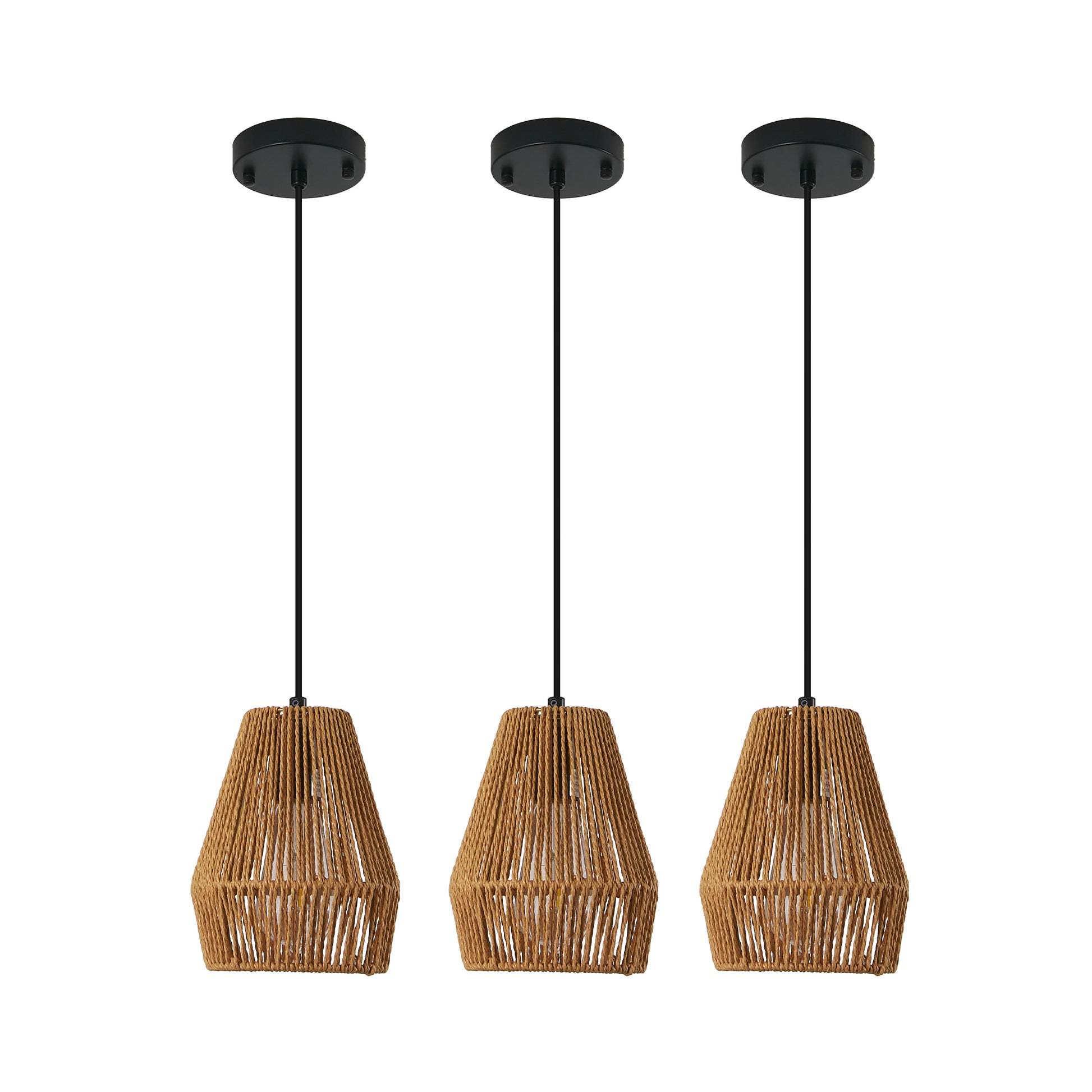 7" Hemp Rope Farmhouse Pendant Light, Set of 3 - view 14
