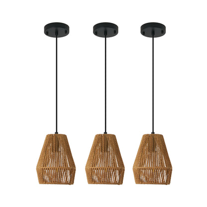 7" Hemp Rope Farmhouse Pendant Light, Set of 3 - view 14