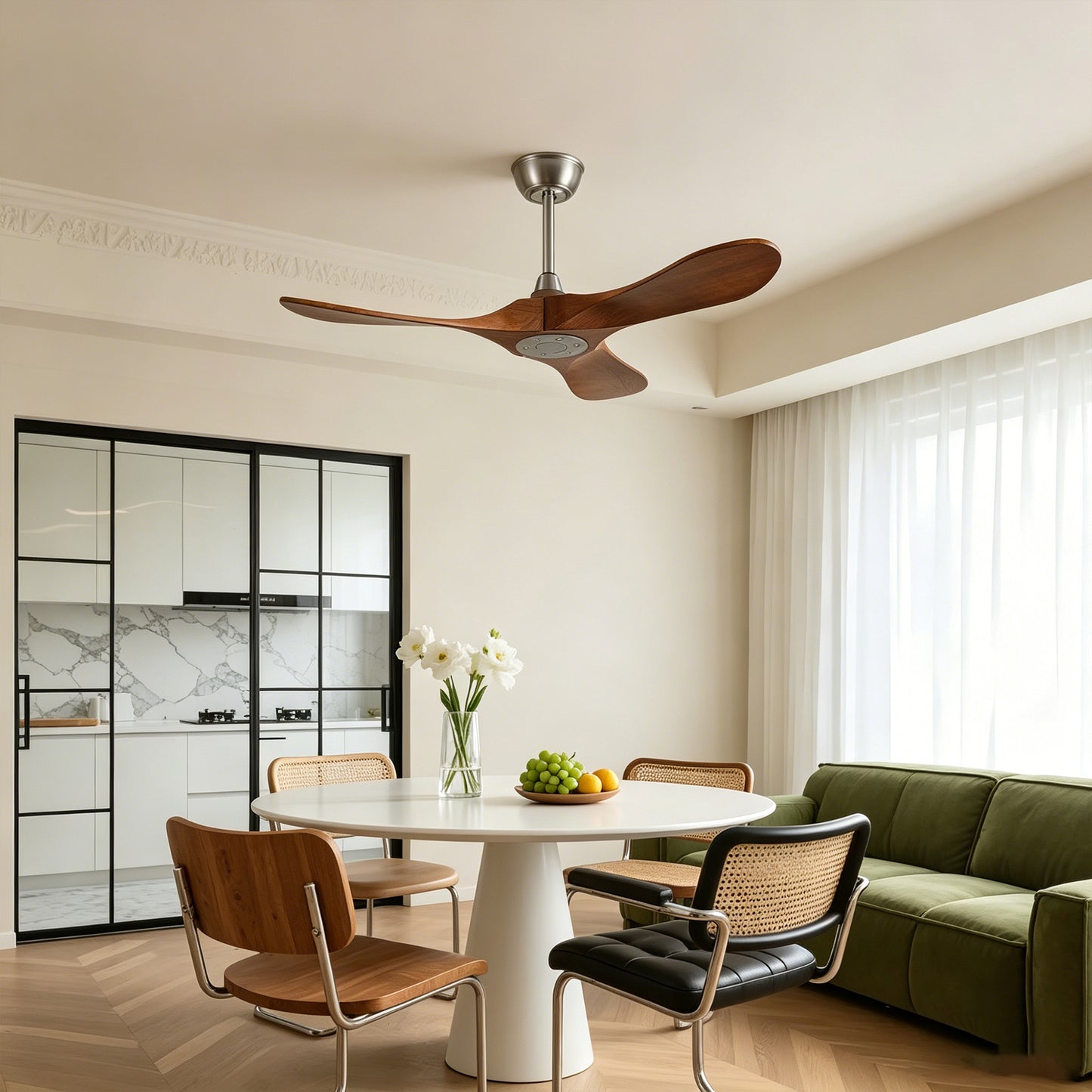 42" Satin Nickel Solid Wood Ceiling Fan with Remote - view 4