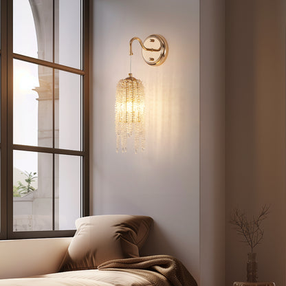 Gold Cascading Crystal Bead Wall Light, Set of 2 - view 2