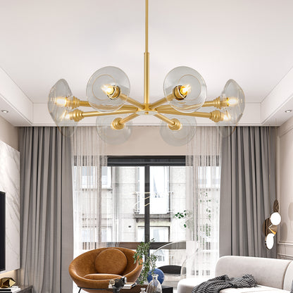 36" 8-Light Gold Sputnik Chandelier with Clear Glass