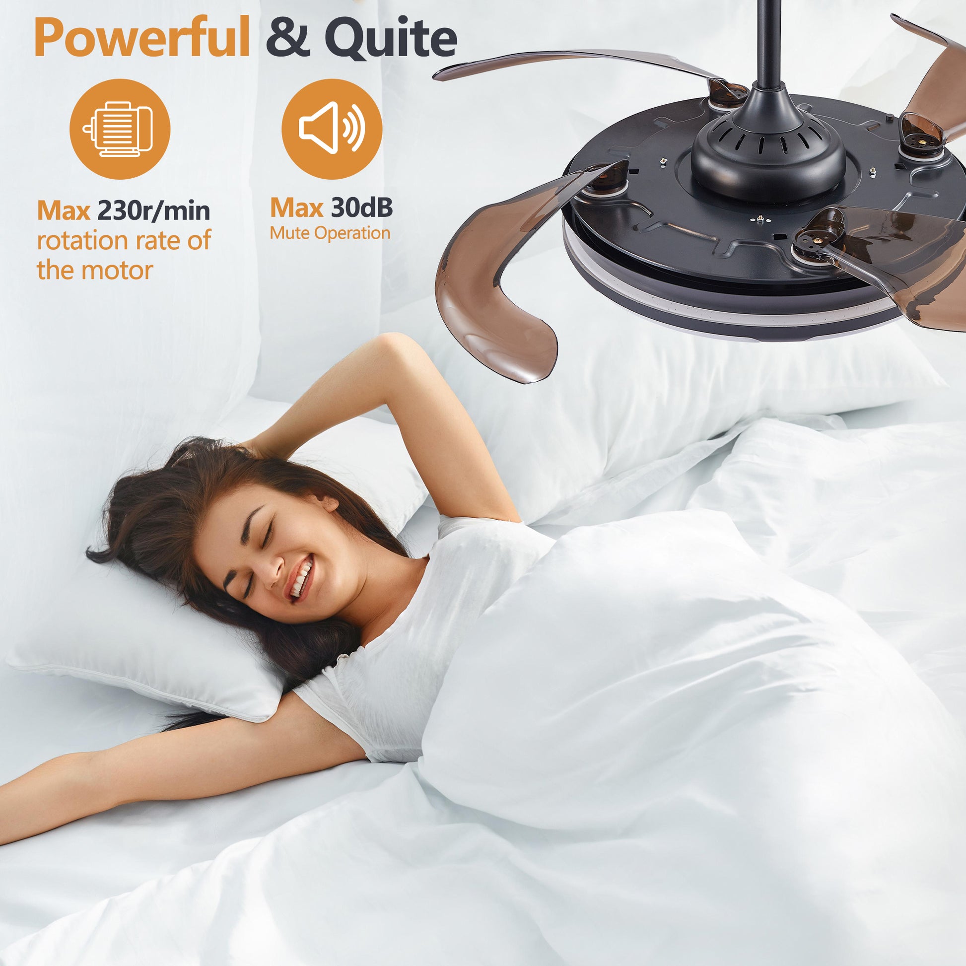 42" Black Retractable Ceiling Fan with Remote - view 8