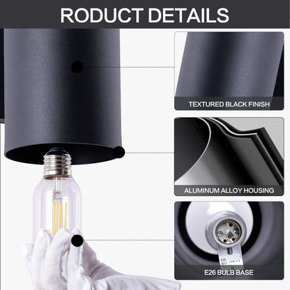 12" Matte Black Cylinder Outdoor Wall Light, 4-Pack - view 8