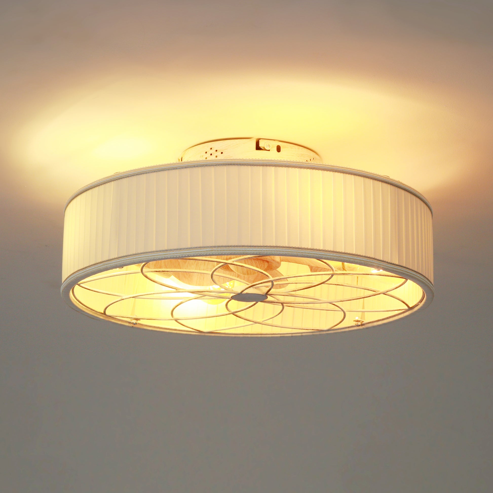 20" Matte White Fabric Farmhouse Bladeless Ceiling Fan - view 16