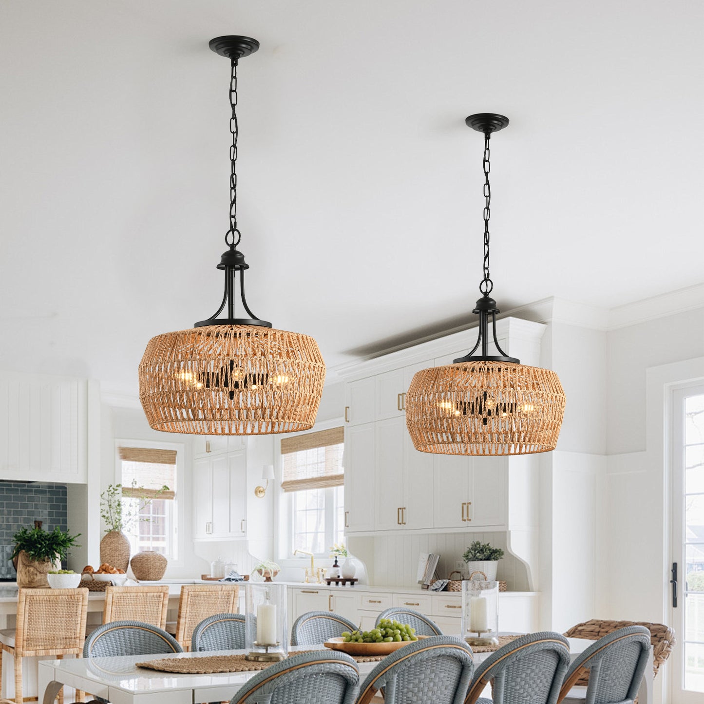 19" Hand-Woven Boho Hemp Rope Pendant Light - view 6