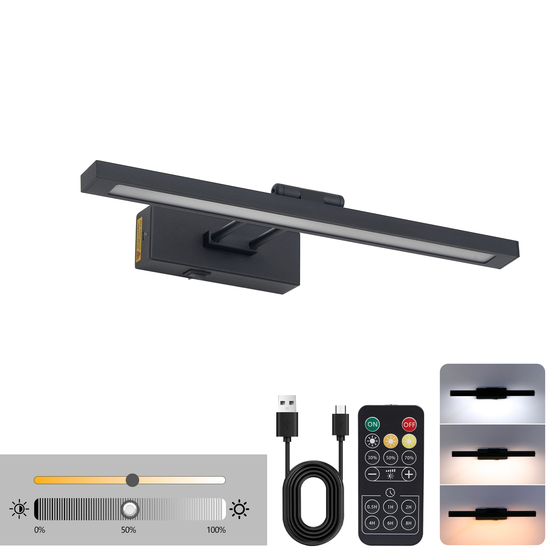 16" Black Battery Operated Picture Light with Remote - view 5