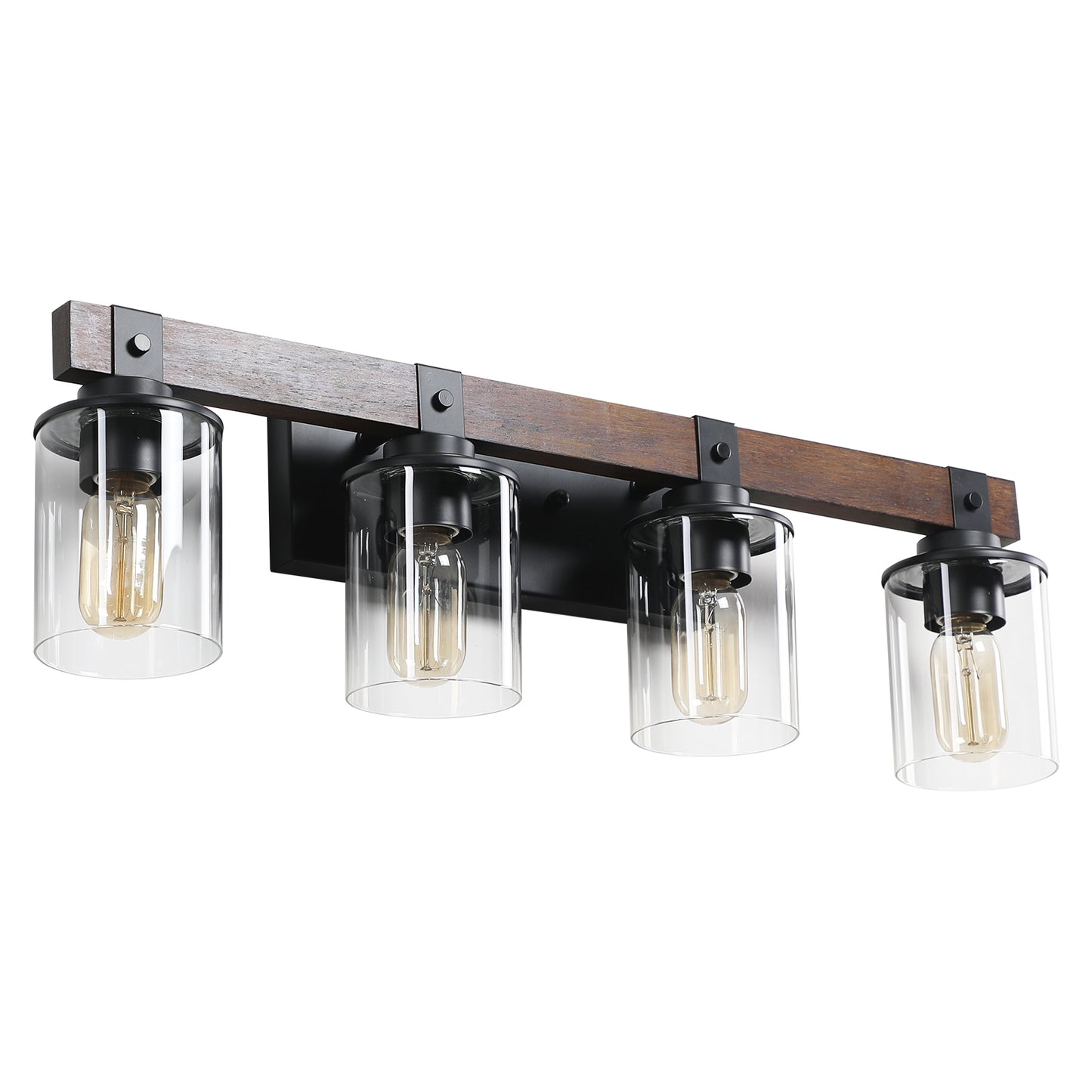 27" 4-Light Farmhouse Vanity Light with Wood Accents - view 8