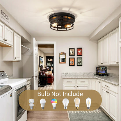 11" 2-Light Black Flush Mount Ceiling Light, Set of 2 - view 5