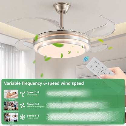 42" Chrome 3-Tier Retractable Ceiling Fan with Remote - view 6