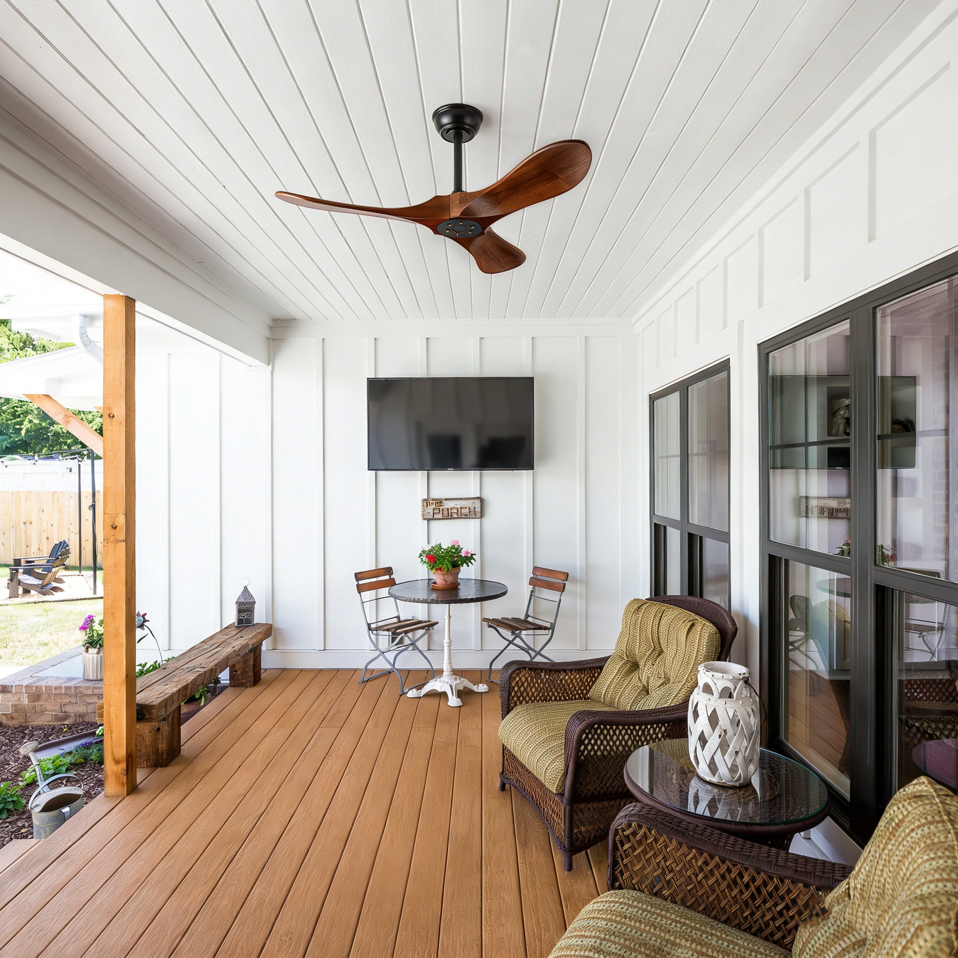 36" Walnut Wood Ceiling Fan with Remote - view 3