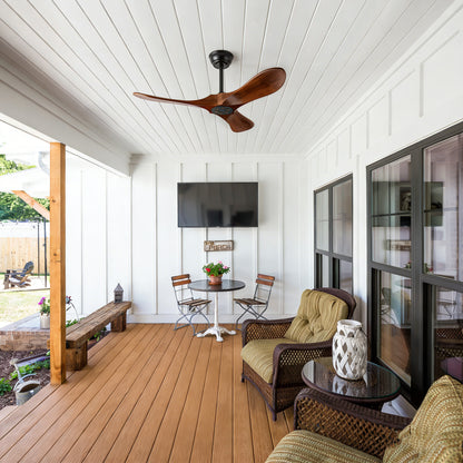 36" Walnut Wood Ceiling Fan with Remote - view 3