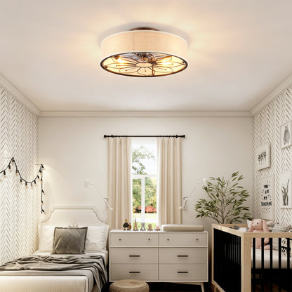 20" Lotus Fabric Farmhouse Bladeless Ceiling Fan with Remote - view 4