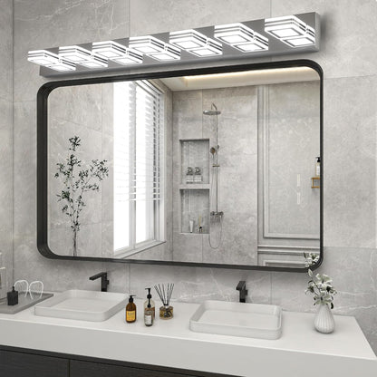 45" 7-Light Chrome LED Vanity Light with Acrylic Shades - view 4