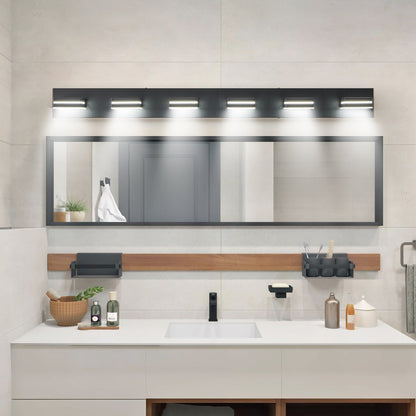 6-Light Black Minimalist LED Vanity Light
