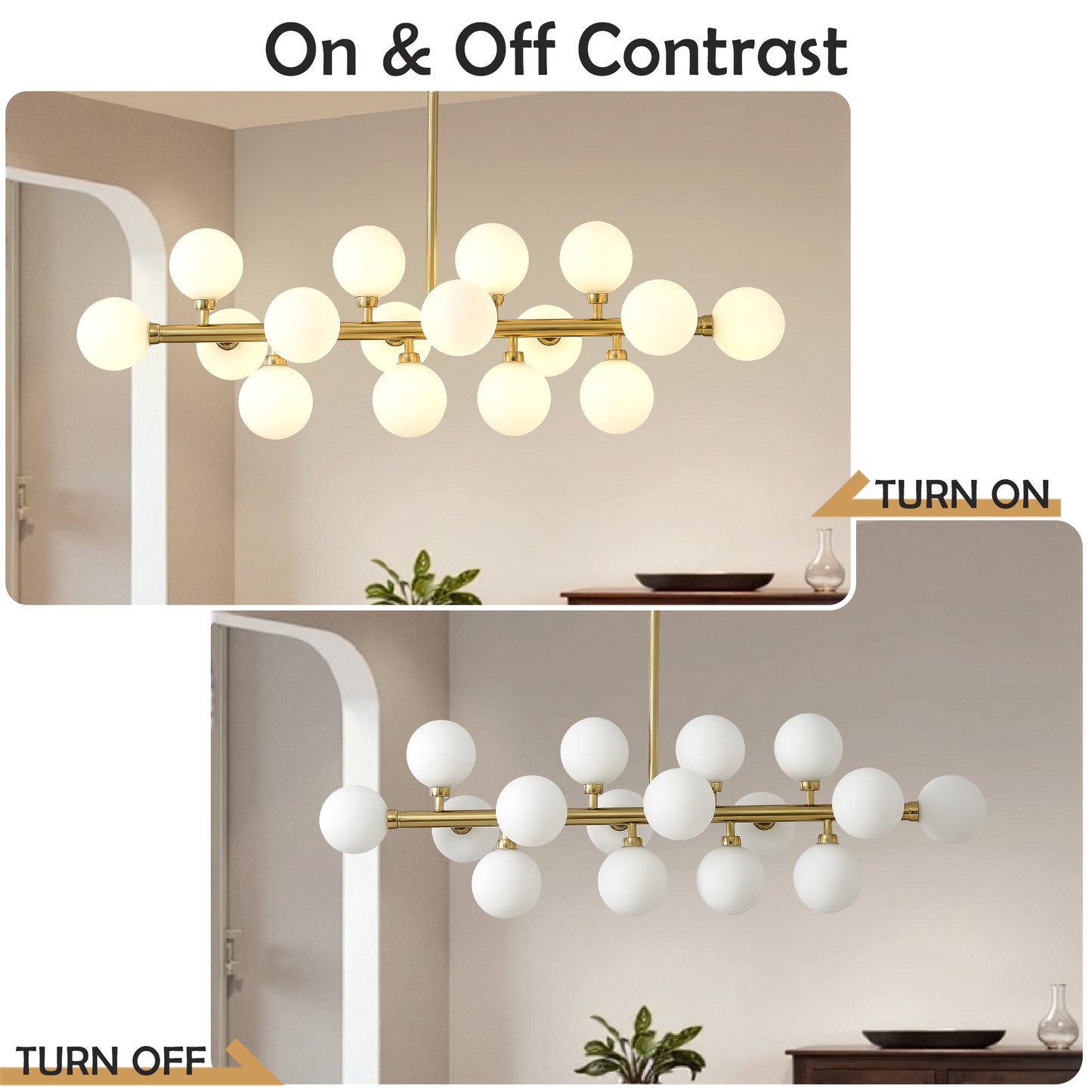 16-Light Gold Farmhouse Pendant Light with Opal Glass - view 6