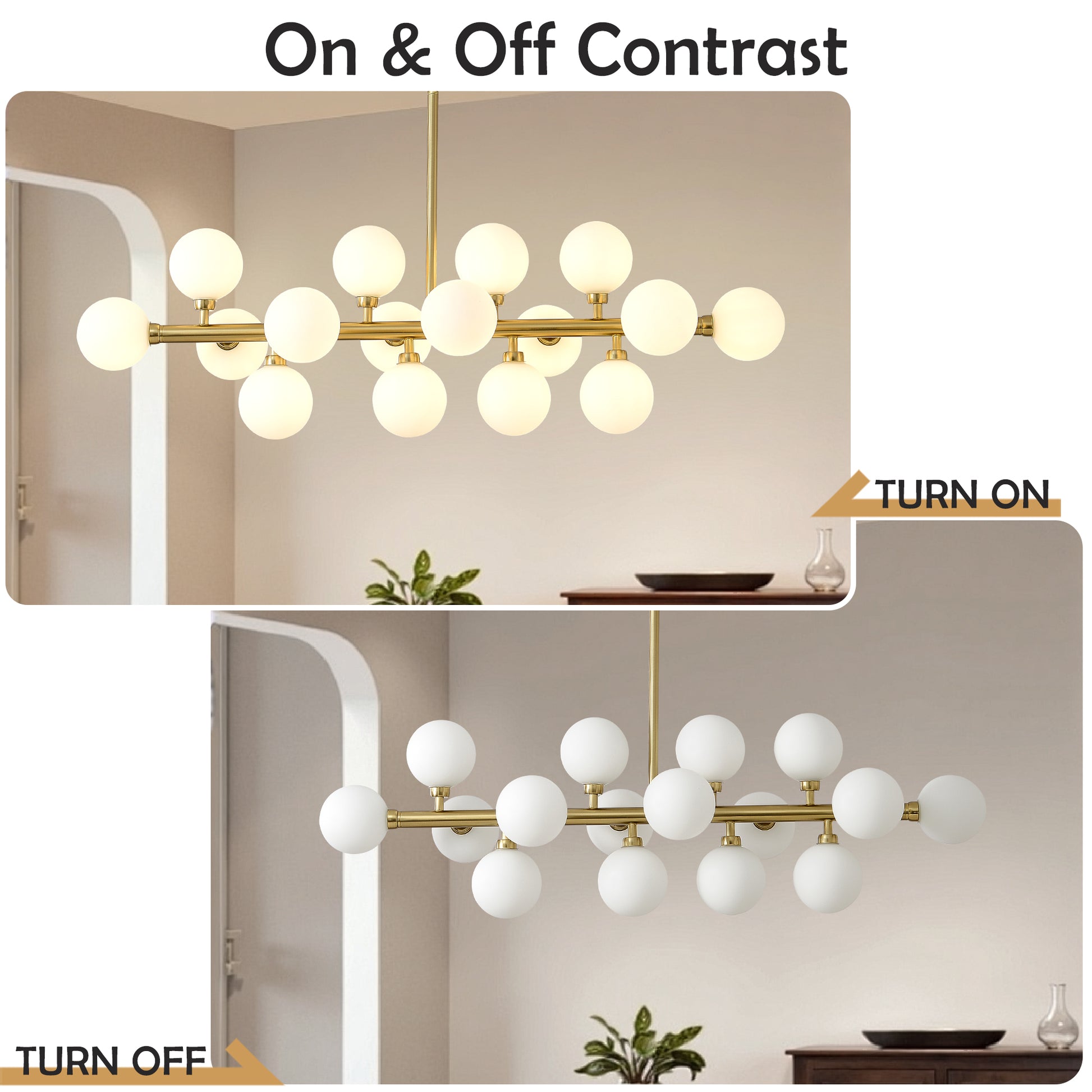 16-Light Gold Farmhouse Pendant Light with Opal Glass - view 6