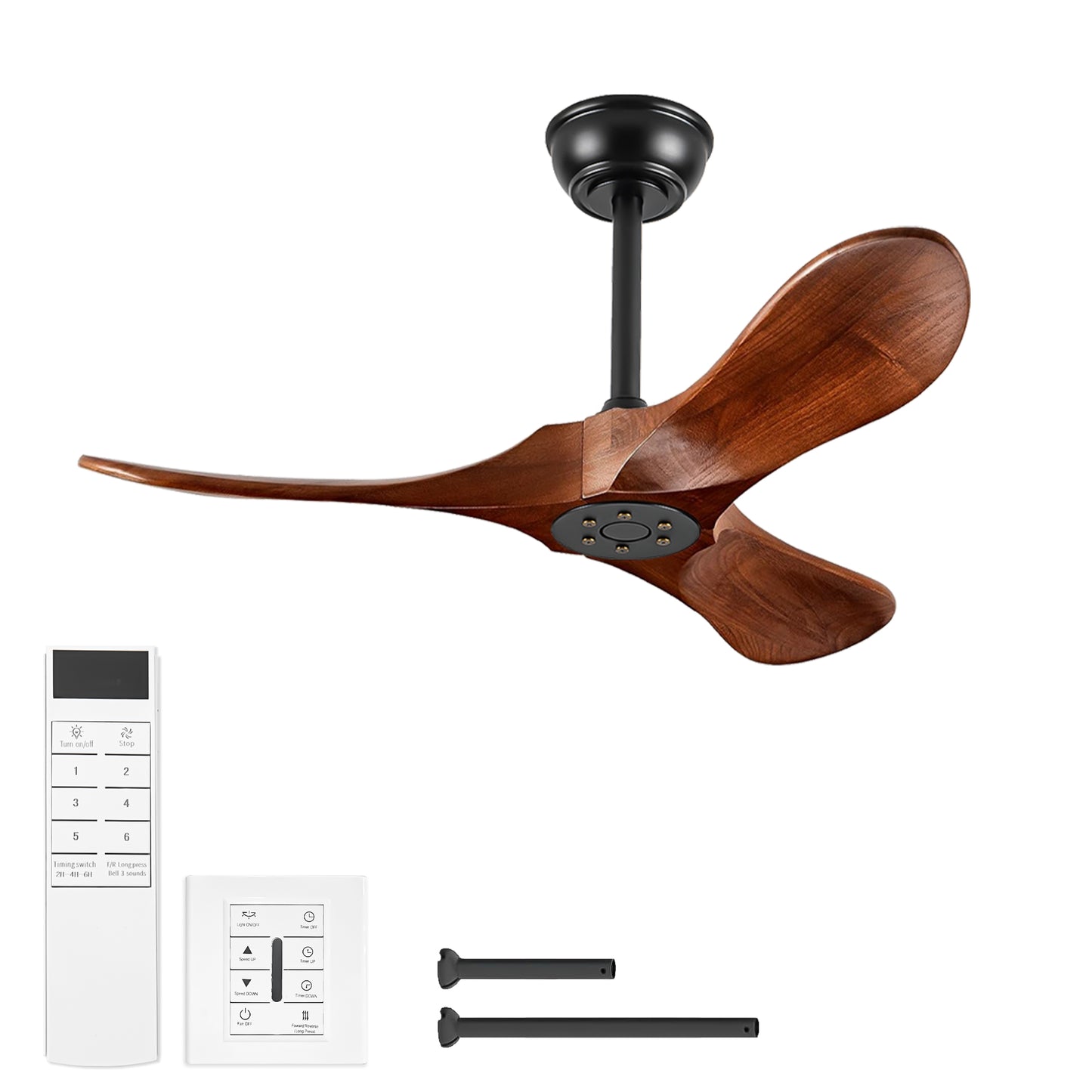 36" Walnut Wood Ceiling Fan with Remote