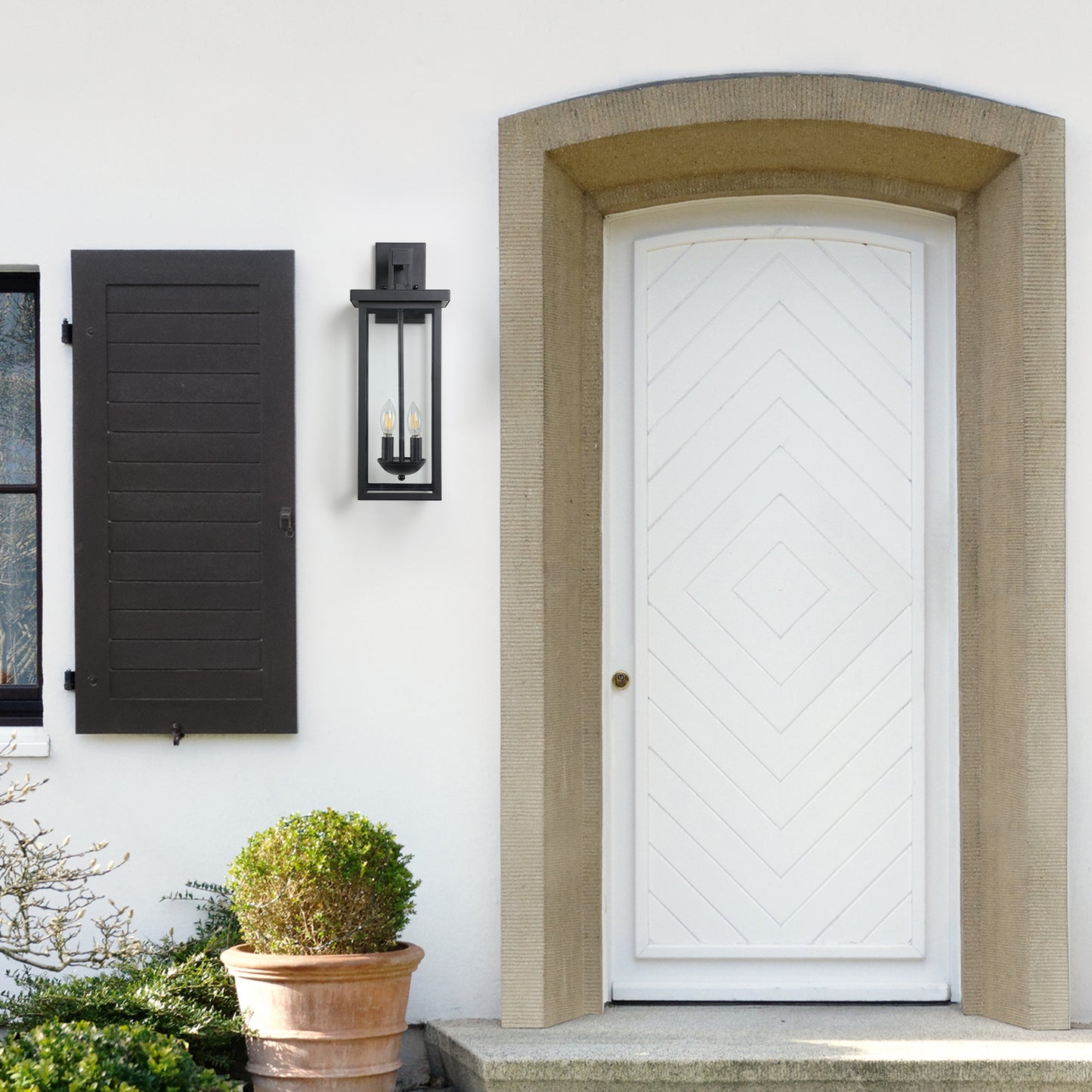 22" Matte Black Outdoor Wall Lantern with Dusk to Dawn Sensor - view 3