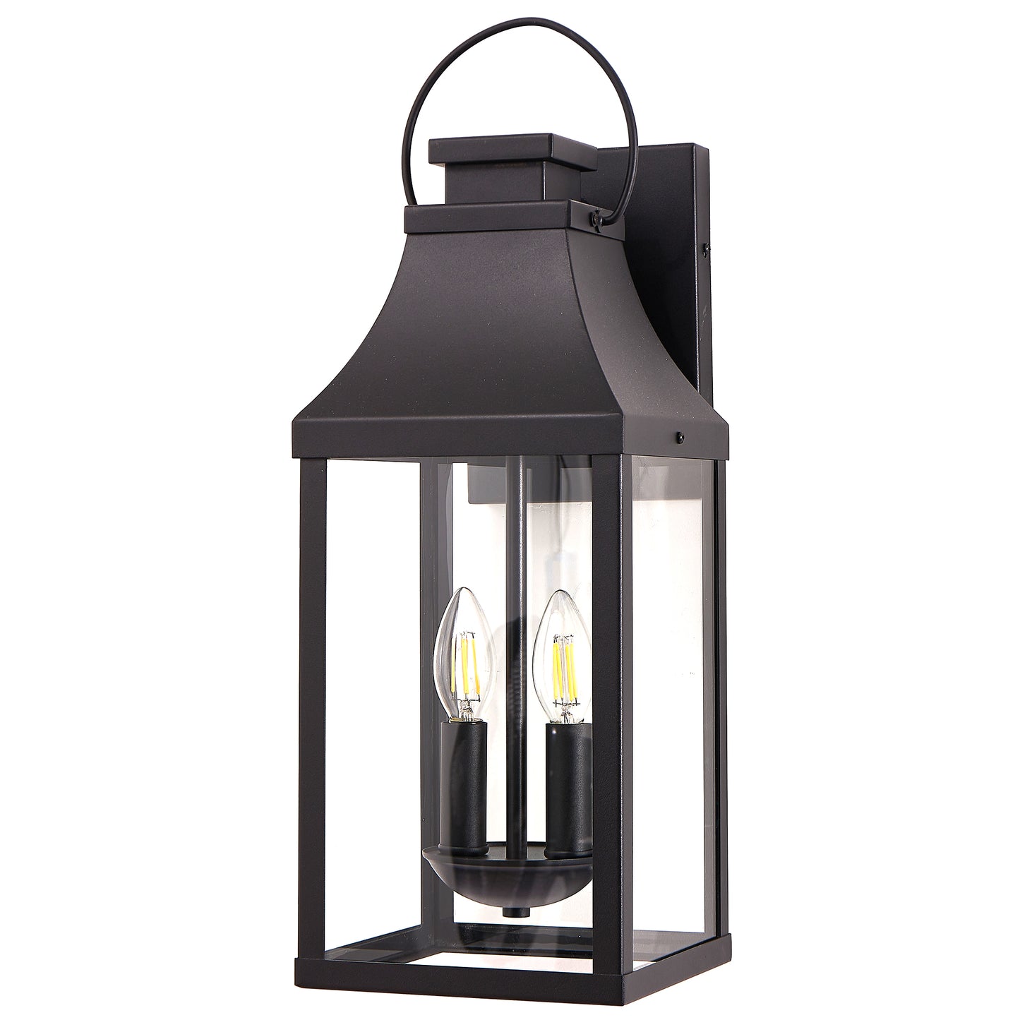 20" 2-Light Black Outdoor Wall Lantern - view 9