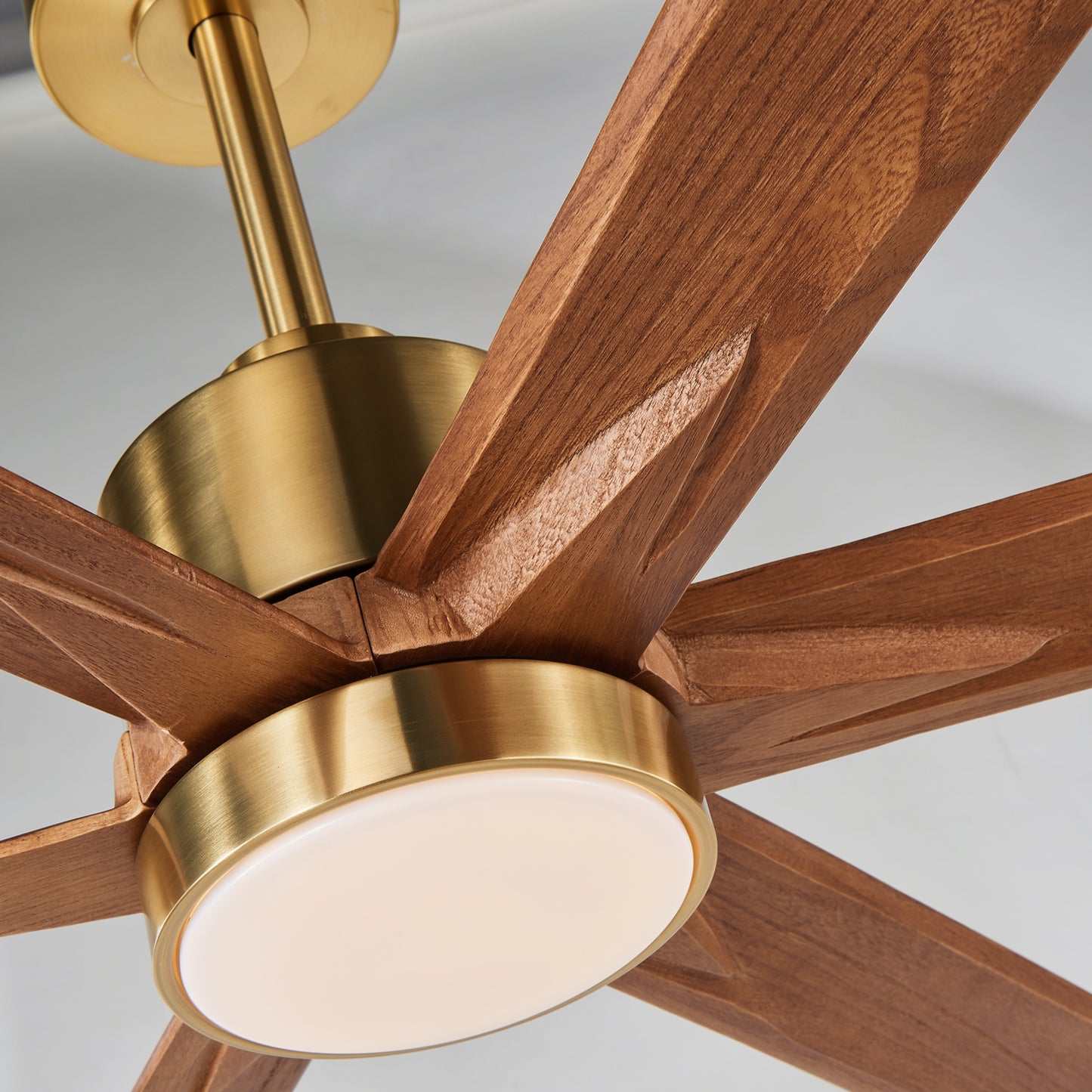 70" Gold & Walnut Solid Wood Ceiling Fan with Light - view 18