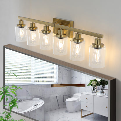 37" 6-Light Gold Vanity Light with Clear Glass - view 2