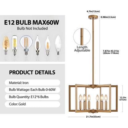 22" 6-Light Gold Geometric Chandelier - view 9