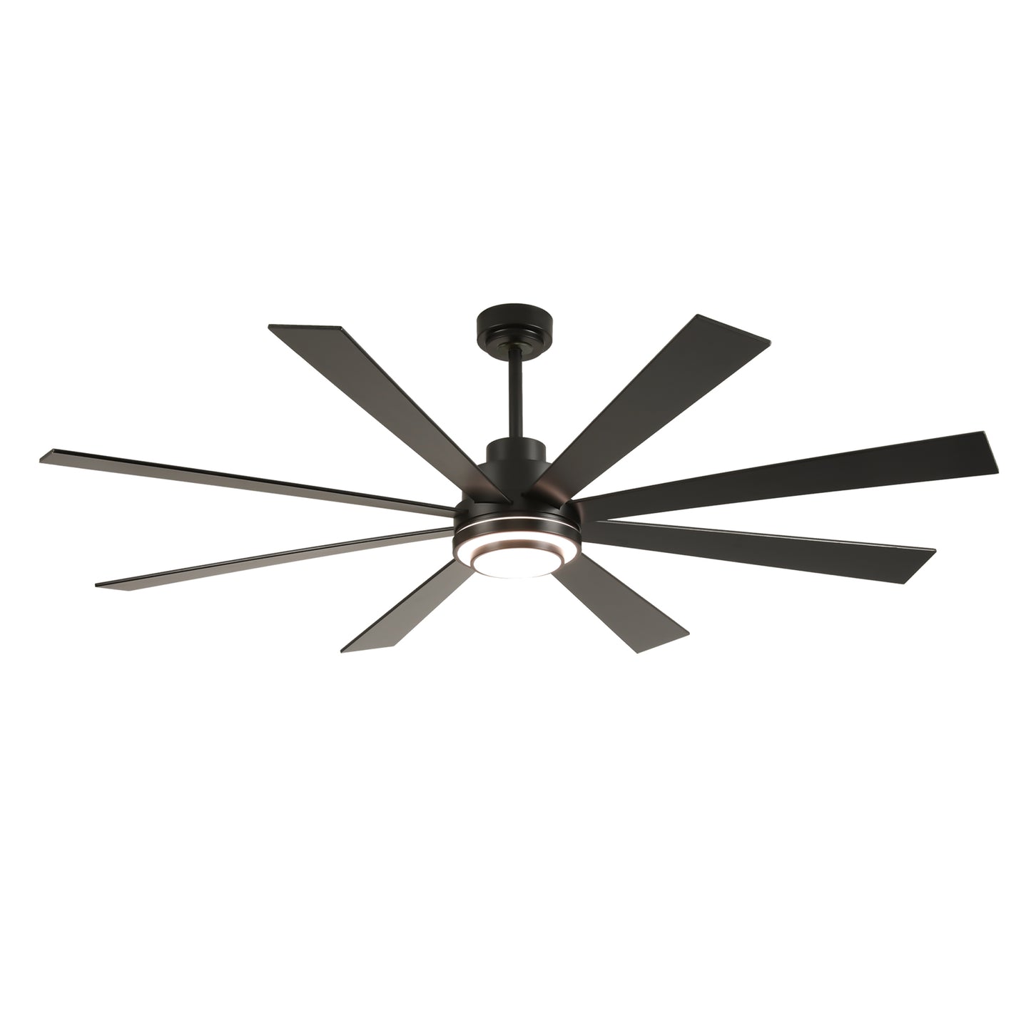 72" Matte Black 8-Blade Ceiling Fan with Dimmable LED