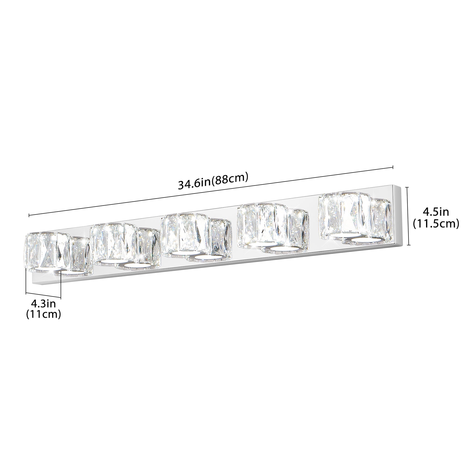 35" 5-Light Chrome Crystal LED Vanity Light - view 13