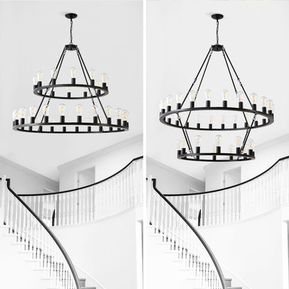 52" 2-Tier Wagon Wheel Farmhouse Chandelier, 36-Light - view 8