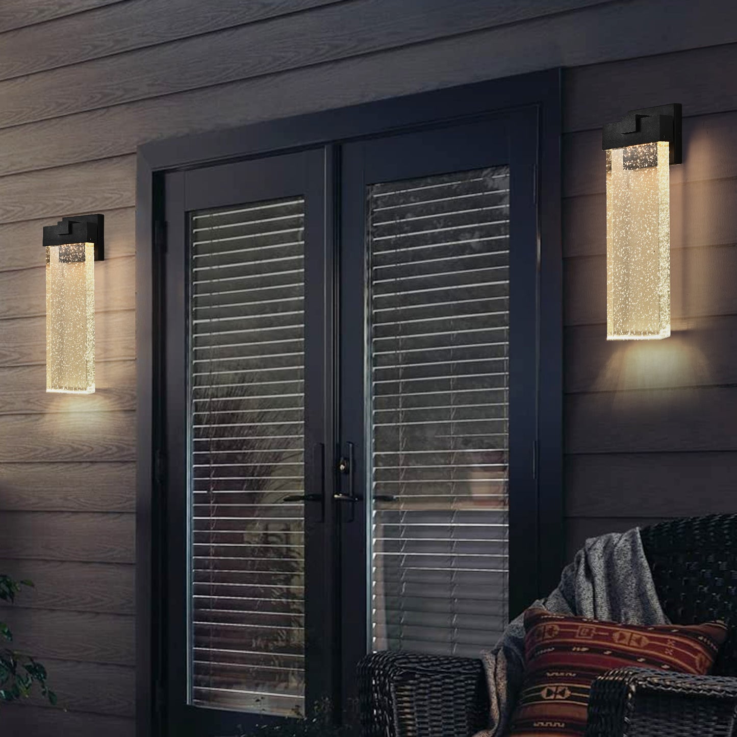 Black Bubble Crystal LED Outdoor Wall Light, 18"H - view 8