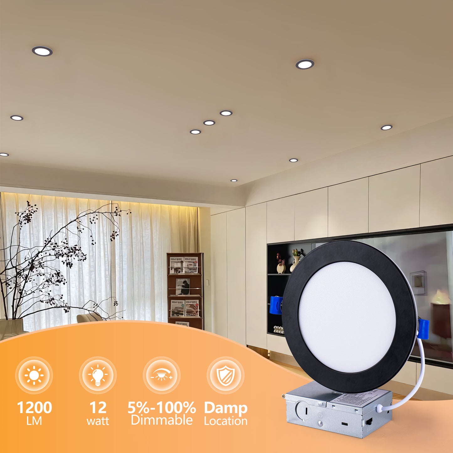 6" Black Dimmable LED Recessed Light, 6-Pack - view 7