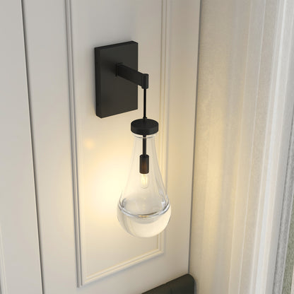 Modern Black Wall Sconce with Clear Glass - view 2