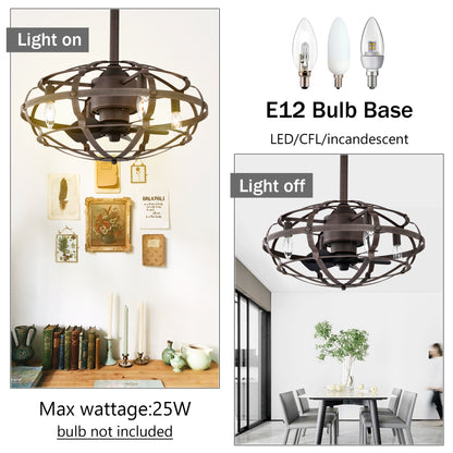 20.63" Rust Red Caged Ceiling Fan with Remote - view 10