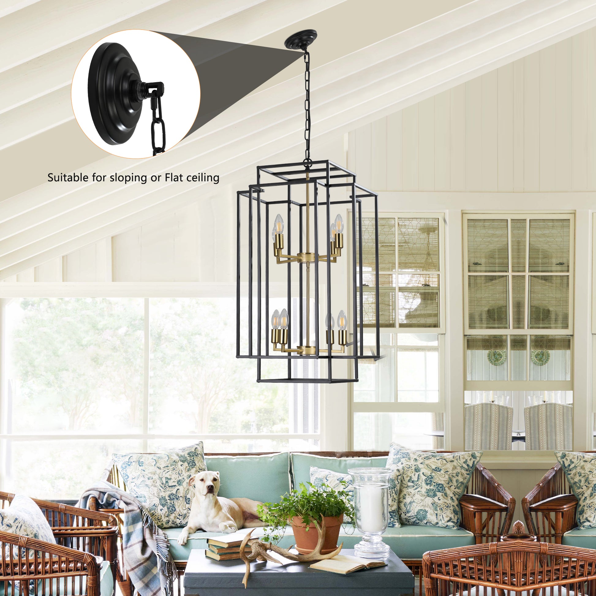 18" 8-Light Black & Gold Geometric Chandelier - view 14