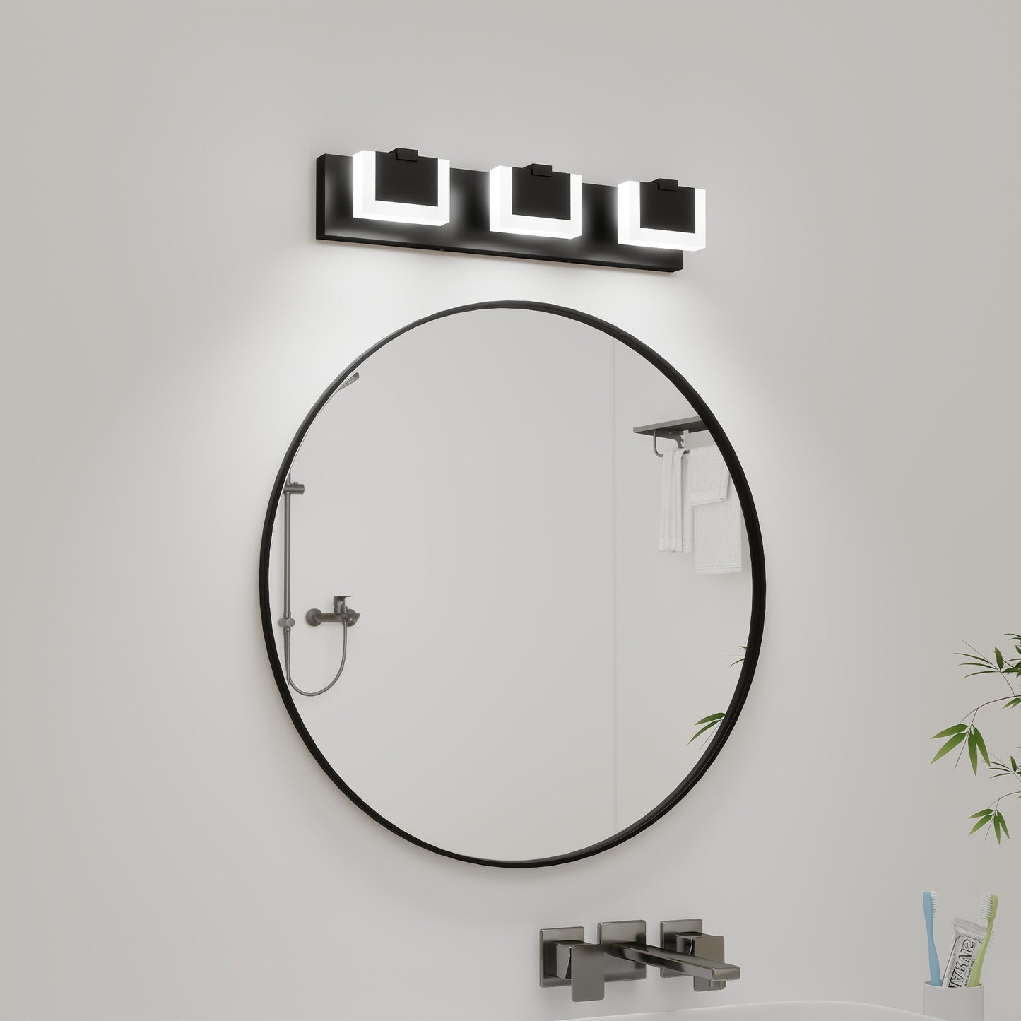 3-Light Modern Black LED Vanity Wall Light - view 2