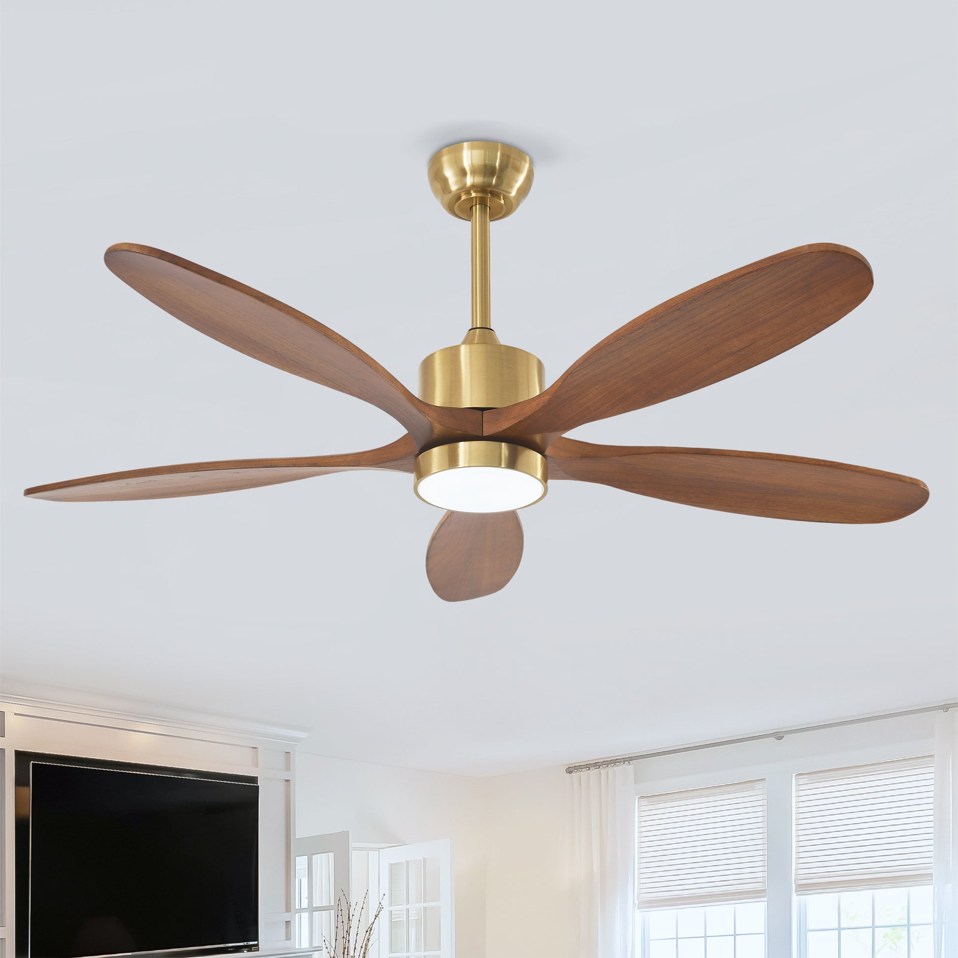 52" Gold Reversible Ceiling Fan with Light - view 2