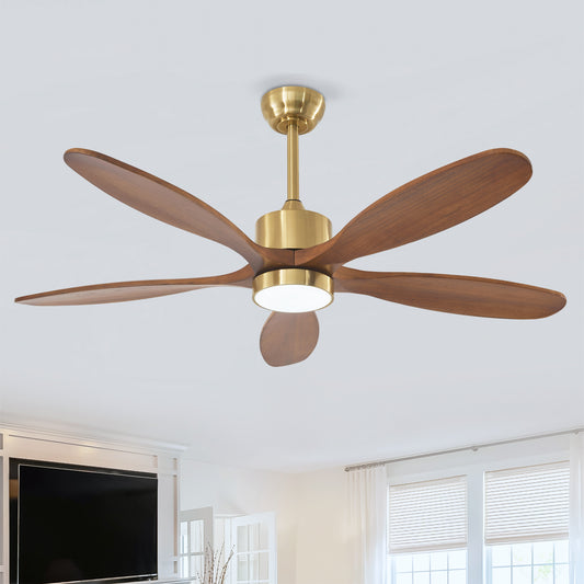 52" Gold Reversible Ceiling Fan with Light - view 2