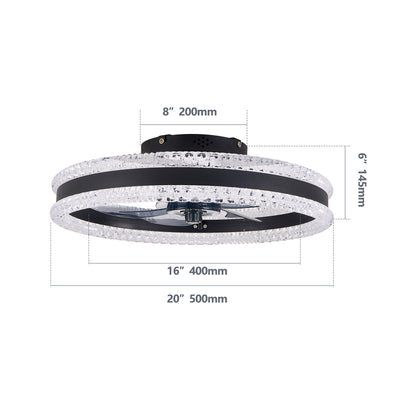 20" Black Double Ring Ceiling Fan with Dimmable LED - view 8
