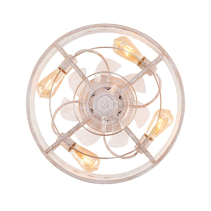 20" Retro White Flower Caged Flush Mount Ceiling Fan - view 24