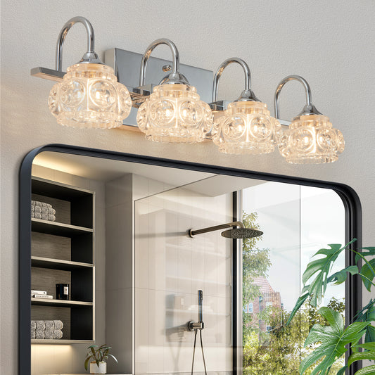 23" 4-Light Nickel Vintage Crystal Vanity Light